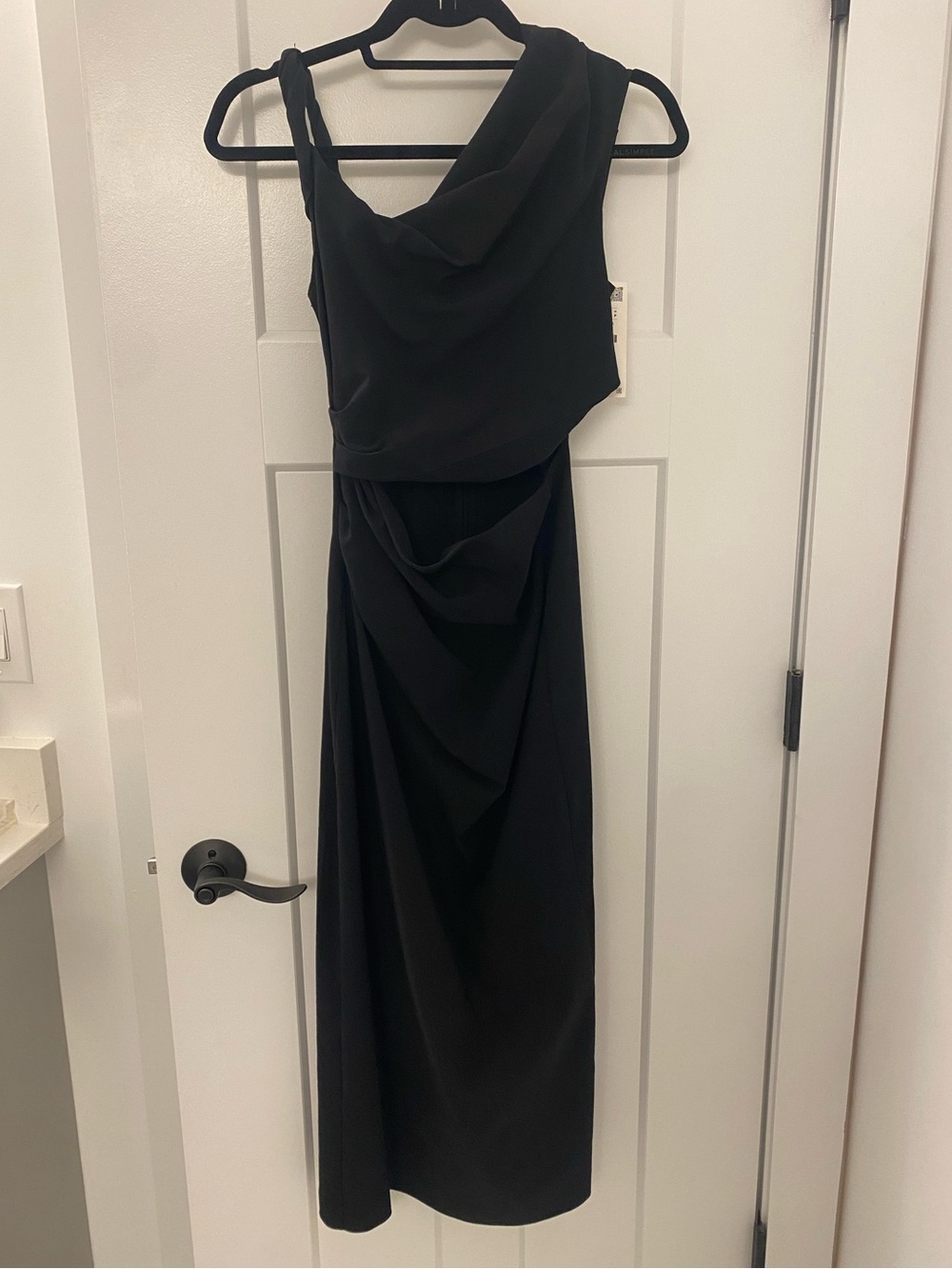 Sleeveless Black Draped Maxi Dress